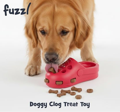 Fuzzl Clog Treat Toy for Dogs – Natural Rubber Chew Toy – Durable, Interactive Enrichment Feeder – Eco-Friendly, Non-Toxic & Dishwasher Safe – Red - style: Clog Red