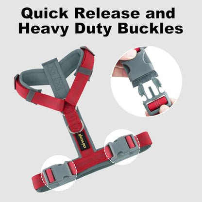 Plutus Pet No Pull Dog Harness, Adjustable Nylon Harness with Soft Padding, Reflective and Heavy Duty Dog Harness for Small, Medium, Large Dogs(Red, XS) - color: Red, size: XS