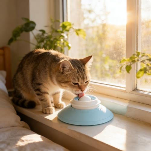 Slow Feeder Cat Bowl, Cat Food Bowl with Cat Lick Ball, Licking A Ball Add More Fun Bowl, Cat Slow Feeder Bowl, Slow Down Eating Speed and Add More Fun for Your Cats. - color: W*1PC