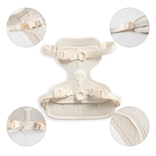 HNS1001L Arlo Small Adjustable Soft Padded No Pull Pet Harness with 3 Buckles and 3 Leash Clips, Bailey - color: Almond, size: Small (Chest: 14 - 22")
