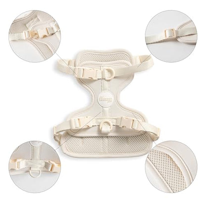HNS1001L Arlo Small Adjustable Soft Padded No Pull Pet Harness with 3 Buckles and 3 Leash Clips, Bailey - color: Almond, size: Small (Chest: 14 - 22")