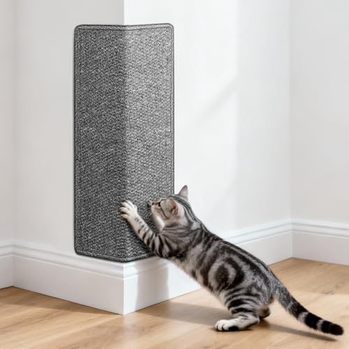 ENONCI Corner Cat Scratcher Wall Mounted for Indoor Cats, Cat Scratcher Pad for Door Frame, 19.6X9.8 Inch Anti Cat Scratch Door Furniture Protector for Couches and Walls - color: Grey, size: 19.6x9.8"