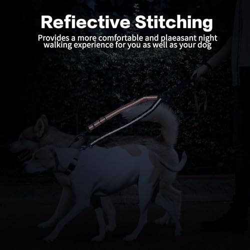 YAODHAOD Double Dog Leash,Two Dog Leash Splitter, No Tangle 360° Swivel Rotation Reflective Lead, Adjustable Length Bungee Heavy Duty Walking Training Dual Extension (Black + Orange) - color: Black + Orange