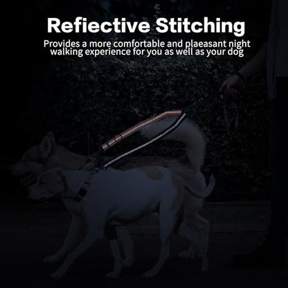YAODHAOD Double Dog Leash,Two Dog Leash Splitter, No Tangle 360° Swivel Rotation Reflective Lead, Adjustable Length Bungee Heavy Duty Walking Training Dual Extension (Black + Orange) - color: Black + Orange