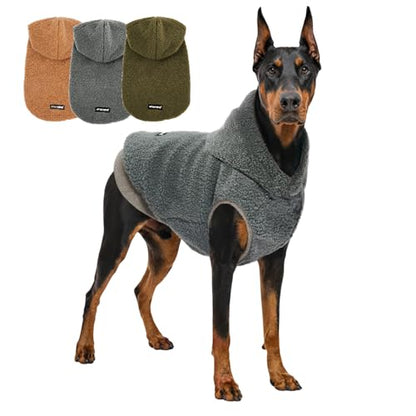 Tuff Pupper Fleece Dog Hoodie Sweater | Teddy Sherpa Outer & Soft Polar Fleece Lining | Adjustable Fit Winter Coat with Hood, Leash Hole, Ribbed Cuffs | for Small Medium Large XL XXL Dogs (Grey, XXL) - color: Grey, size: 80-115 lbs (XX-Large)