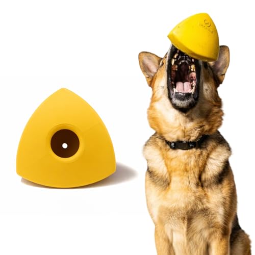 Virtually Indestructible Pyramid Dog Toy - Lifetime Replacement - Tough, Durable Chew Toy for Aggressive Chewers - Safe Non-Toxic Natural Rubber - Chew, Tug, Fetch - Med/Large Breed - 5"x4"