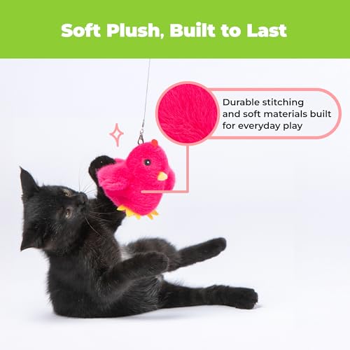 Catify Best Pet Supplies Flapping Duckling, Chick & Bird Cat Toy - Motion-Activated Wings Realistic Chirps, Catnip-Infused Plush, USB Rechargeable Indoor Cats & Kittens, Self-Play Enrichment - Fuchsia - color: Flapping Chick Fuchsia