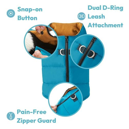 Gooby Padded Vest Dog Jacket - Solid Pink, X-Small - Warm Zip Up Vest Fleece Jacket with Dual D Ring Leash Water Resistant for Small to Medium Dogs - color: Pink Solid, size: X-Small