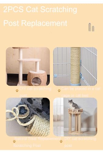 2 PCS M8 Cat Scratching Post Replacement,15.7Inch Sisal Pole Cat Tree Replacement Post with Screws,DIY Scratcher Scratching Post Replacement, Pad, Crafts Gardening Hammock Home Decorating