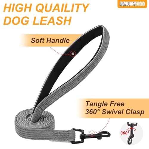BEAUTYZOO No Pull Dog Harness Large, Adjustable Dog Harness and Leash Set -Easy Wearing with 3 Buckles/Control Handle,No Choke Soft Padded Reflective Pet Vest for Training Walking Hiking,Grey M - color: Solid Grey, size: M: chest 16"-28"