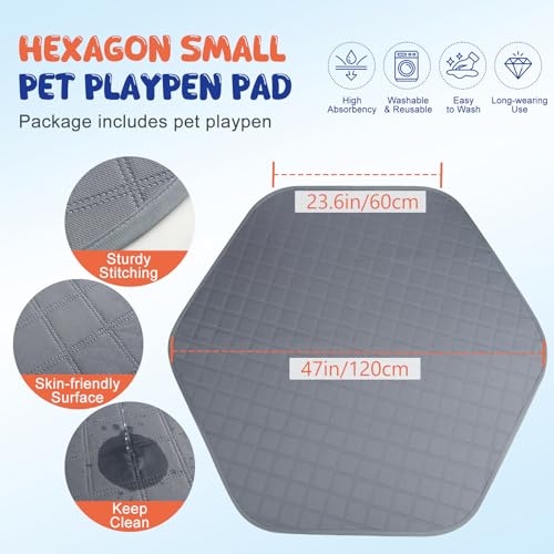 Pawaboo Small Animals Playpen with Pad, Waterproof Small Pet Cage Tent with Reusable Pad, Portable Outdoor Yard Fence for Chick/Kitten/Puppy/Guinea Pig/Rabbits/Chinchillas, Gray+Gray - color: Gray+Gray