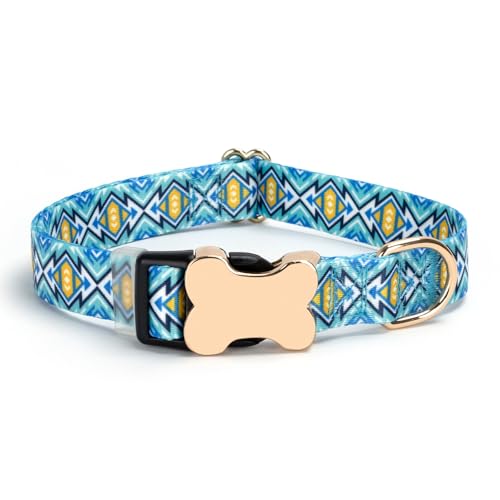 Personalized Custom Customized Silent No Jingle Dog Collar with Engraved ID Dog Name Phone Number/Dog Collars for Puppy X-Small Small Medium Large X-Large Boy Girl Dogs-Blue Lattice-XS - color: 8 Blue Lattice, size: X-Small (0.6" *7.8"-11.8")