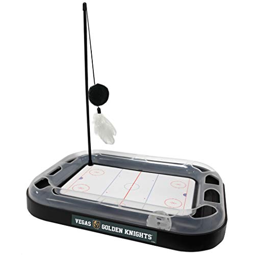 Pets First 5-in-1 NHL Las Vegas Golden Knights Hockey Field Cat Scratcher Toy with Interactive Cat Ball Bell in Tracks - color: Las Vegas Golden Knights