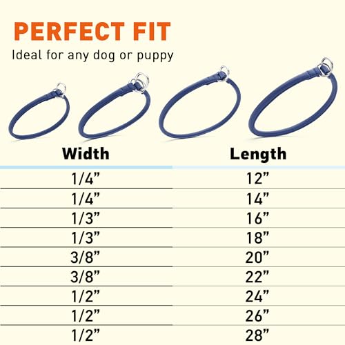 Dogline Soft and Padded Round Leather Choke Collar for Dogs (Royal Blue, W1/3-in x L16-in) - color: Royal Blue, size: W1/3-in x L16-in
