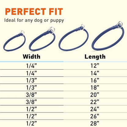 Dogline Soft and Padded Round Leather Choke Collar for Dogs (Royal Blue, W3/8-in x L22-in) - color: Royal Blue, size: W3/8-in x L22-in
