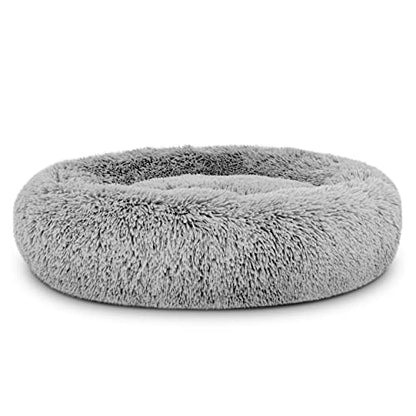 The Dog’s Bed Replacement Zip Cover for Calming Plush Donut Dog Bed, Silver Grey Fur, Medium - color: Silver Grey Fur, size: Spare Cover (Medium)