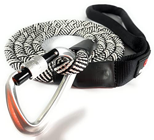 Heavy Duty Dog Leash with 1100LB Rated Locking Carabiner – 6FT Climbing-Inspired Reflective Rope Leash for Large & Medium Dogs that Pull – Padded Handle (White) - color: White