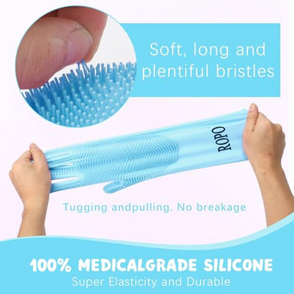 ROPO silicone gloves for pet grooming, multi-functional gloves for pet hair shedding, bathing, and massage (Blue) - color: Blue