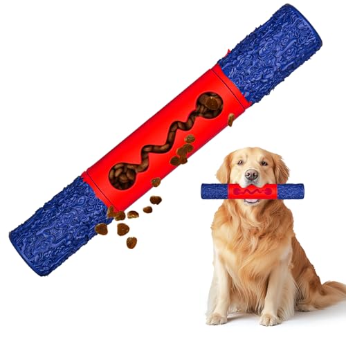Stick Interactive Dog Toy 9” in Outdoor Dog Toy for Aggressive Chewers Tough Natural Rubber Chew Toys (Blue&Red) - color: Blue&Red