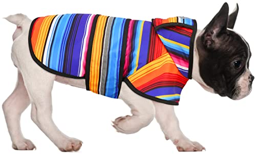 HDE Dog Raincoat Jacket Reflective Adjustable Hooded Pet Poncho Rain Coat with Leash Hole for Small to X-Large Dogs Baja Stripes - S - color: Baja Stripes, size: Small