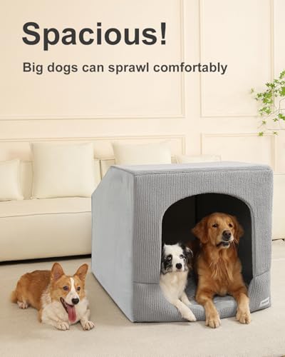 Indoor Dog House for Extra Large Medium Small Sized Dogs - Dog Tent with Washable Removable Cover, Pet Orthopedic Dog Cave Bed Egg-Crate Foam Cushion, Inside Dog House Large Space(XXL) - size: XX-Large (42"L x 30"W x 30"Th)