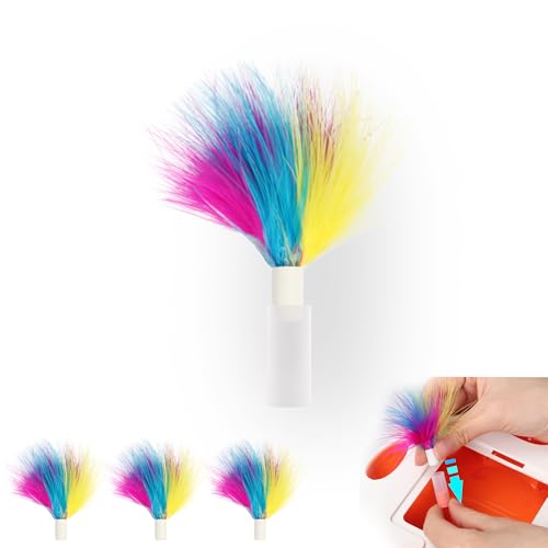 Feather Replacement for Cat Toys，3pcs Rainbow Feather, Replace The Silicone end - size: 3
