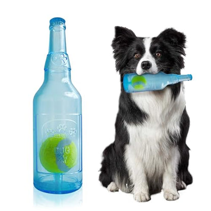 Water Bottle Dog Toy,Dog Toys for Aggressive Chewers,Water Bottle with Tennis Ball,Suitable for Small and Medium Pets to Exercise Outdoors(Blue) - color: Blue