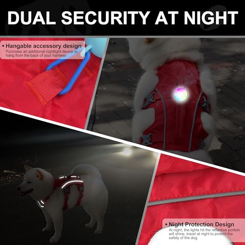 Escape Proof Dog Harness Small Sized Dog, Lightweight Full Body Pet Vest with Lift Handle & Leash Clip, Reflective Adjustable No Slip Dog Harness for Daily Walking(Red,Chest:16-27") - color: Red, size: S: Chest 16-27", Fit 12-25 lbs