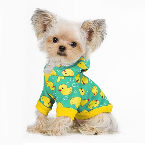 Yellow Duck Pattern Dog Hoodie Sweatshirt:Stylish with Hat, Crafted from Premium and Warm Winter Coat Clothes, Soft Materials for Superior Comfort.Perfect for Cold-Weather Walks.Yellow XS - color: Yellow, size: XS-(1.7~3lb) | Chest(~13.7")