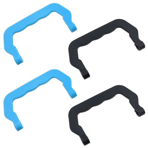 Plastic Dog Crate Pet Carrier Remove Handle Rabbit Cage Cat Carrier Plastic Handle Movable Handle (2 Blue and 2 Black) -4PCS