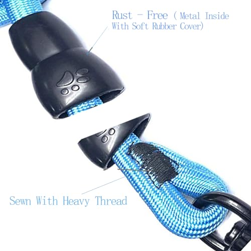 3 in 1 Durable Nylon Dog Leash with Padded Handle, 360° Swivel No Tangle Climbing Rope Removable Pet Traction Rope, Lead for Medium Large Dogs Blue - color: Blue
