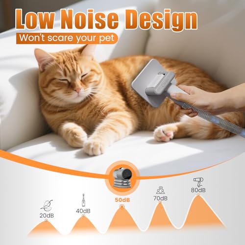 AIRROBO Dog Grooming Vacuum and Kit with Clipper Nail Trimmer Grinder, 12000Pa Pet Vacuum for Shedding Grooming, 2L Large Capacity Dog Hair Vacuum with 8 Pet Grooming Tools, PG100 Plus - color: Light Gray-8-in-1