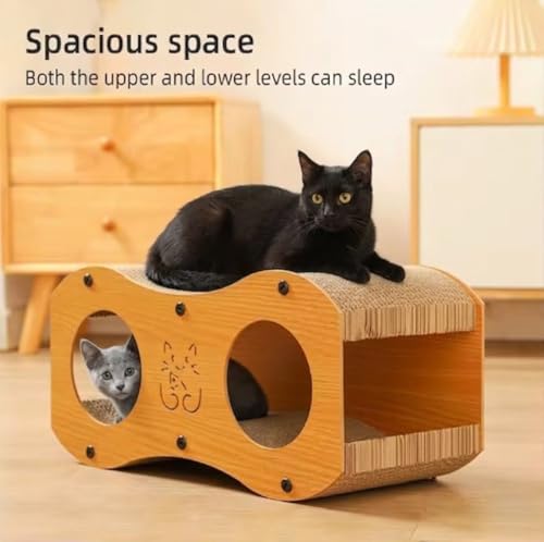 Cat Scratcher | Cardboard Cats Scratcher House | 23-Inch Cat Scratcher for Indoor Cats | Wavy Scratcher for Play, Scratch and Rest | Kitten Scratching Board Pad
