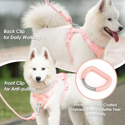 No Pull Dog Harness, Puppy Vest with Front Clip for Small Medium Large Sized Dog(Light Pink,S) - color: Light Pink, size: S(Neck:15.7-22.0", Chest:17.3-24.8")