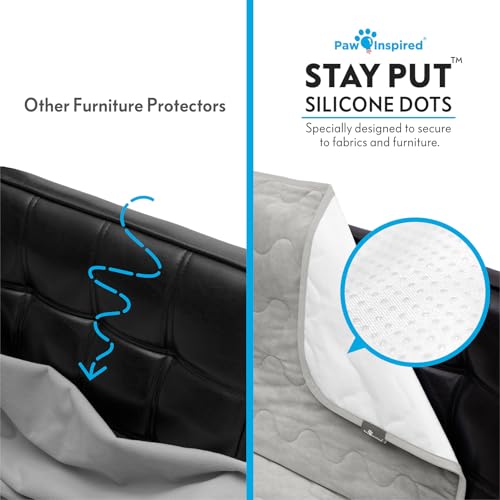Paw Inspired Non-Slip Couch & Furniture Protector, Waterproof, Washable Bed & Couch Cover for Dogs, Cats, Pets (Anti-Slip, Gray) - color: Anti-slip Gray