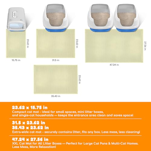 Extra Large Waterproof Cat Litter Mat - New 31x24 Inch Honeycomb Double Layer Traps Litter, Waterproof & Non-Slip Floor Protector, Easy Clean, Odor-Free, Cream - color: Cream