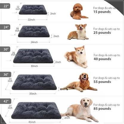 Vonabem Large Dog Bed XL, Washable Dogs Crate Pad 42 Inch, Plush Soft Pet Mats for Sleeping, Anti Slip Kennel Pads 41 * 27 inch Dark Grey - color: Dark Grey, size: 41.0"L x 27.0"W x 2.0"Th