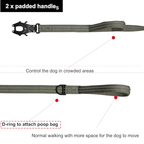 ICEFANG Relfective Dog Leash for Medium Large Dogs,K9 Training Walking Lead with Double Handle,Heavy Duty Auto-Lock Metal Clasp (6ft, Green) - color: Green, size: 6 ft (No bungee)
