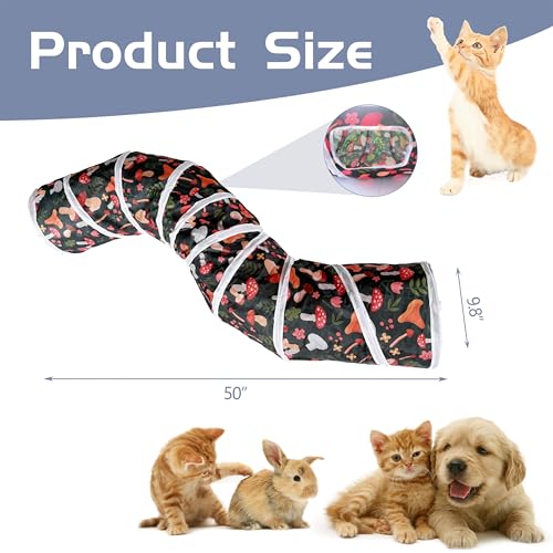 Sheldamy Cat Tunnel, S-2-Way Cat Tunnels for Indoor Cats, Collapsible Cat Play Tunnel, Interactive Toy Maze Cat House for Cats, Puppy, Kitty, Kitten, Rabbit - color: S-2 Way Mushroom