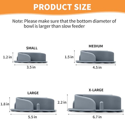 Slow Feeder Dog Bowls Insert, Animire Soft Silicone Slow Eating Food Bowl for Small, Medium and Large Dogs - color: Grey, size: M