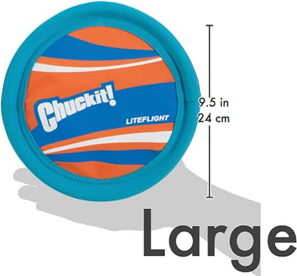 Chuckit! Lite Flight Dog Fetch Toy, Large (10 Inch Diameter) (Pack of 12) - color: Blue/Orange, size: 10 in (Pack of 12)