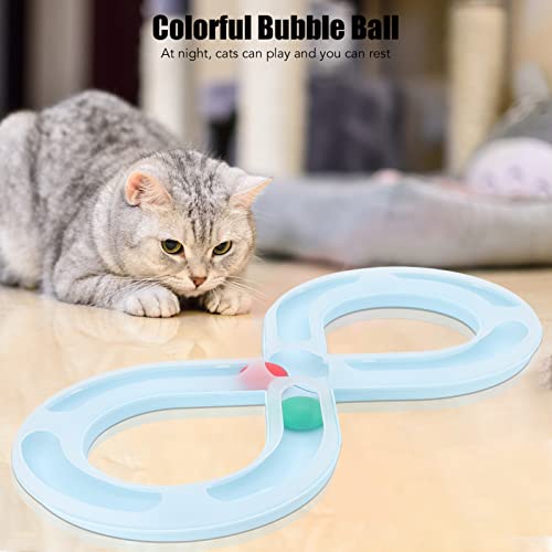 Cat Toys, Cat Tray Toys Kitten Turntable Figure 8 Shaped Cat Turntable Track Ball Toy, Interesting Turntable Kitten Ball Track Toy for Pet Cat Interactive Entertainment