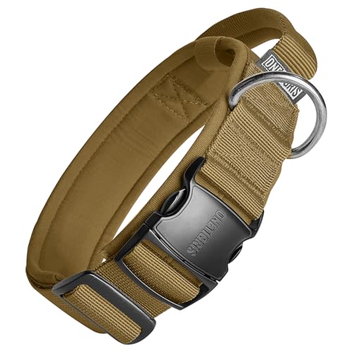 OneTigris Tough Dog Collars, Tactical Dog Collar with Handle, Milltary Adjustable Dog Collar with Heavy Duty Metal Buckle for Training (Medium (Pack of 1), Brown) - color: Brown, size: Medium