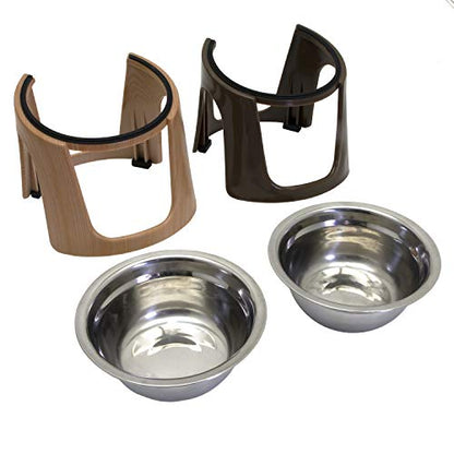SportPet Food Bowls_Raised Stainless Steel Bowl_Gravity Feeder and Waterer,Brown - color: Brown