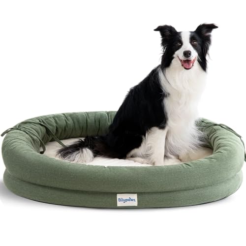 Orthopedic Dog Bed for Large Dogs, Pet Sofa Bed with Egg Crate Foam, 4-Sided Bolster, Removable Washable Cover & Anti-Slip Bottom, X-Large Calliste Green - color: Calliste Green, size: XL - (42.0"L x 31.0"W x 7"Th)