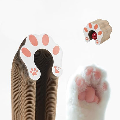 Kitty Curls Cat Toy, Magic Organ Cat Interactive Scratcher Cardboard with Bell Ball, Foldable & Changeable Accordion Shape Exercise Anxiety Relief Toy for Indoor Cats (1PCS) - size: 1 PCS