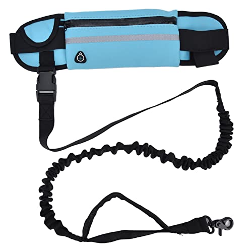 Generic Belt Bag Dog Leash Set, Hands Free Waist Pack with Reflective Strips and D Ring, for Walking Running Hiking Training (Sky Blue) - color: Sky Blue