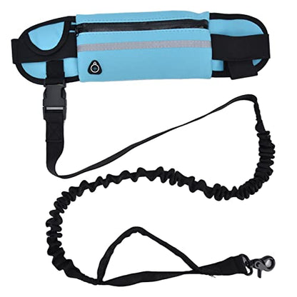 Generic Belt Bag Dog Leash Set, Hands Free Waist Pack with Reflective Strips and D Ring, for Walking Running Hiking Training (Sky Blue) - color: Sky Blue