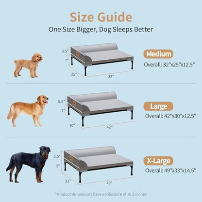 Elevated Cooling Dog Bed, Orthopedic Pet Bed for Large Dogs, Removable Washable Cover, Indoor & Outdoor Raised Pet Bed with Breathable Mesh, Size: 42"*30"*7" - size: Large