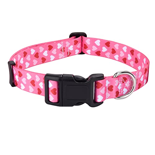Dog Collar - Adjustable Heart Dog Collar - Love Theme - Perfect for Small Medium Large Dogs(Pink Heart,XS) - color: Heart, size: XS (Neck 7.9-11.8", Width 5/8")